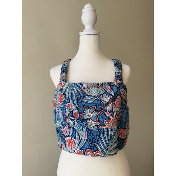 Rachel Zoe Women’s Blue Crop Top Floral Sleeveless NWT - Picture 1 of 7